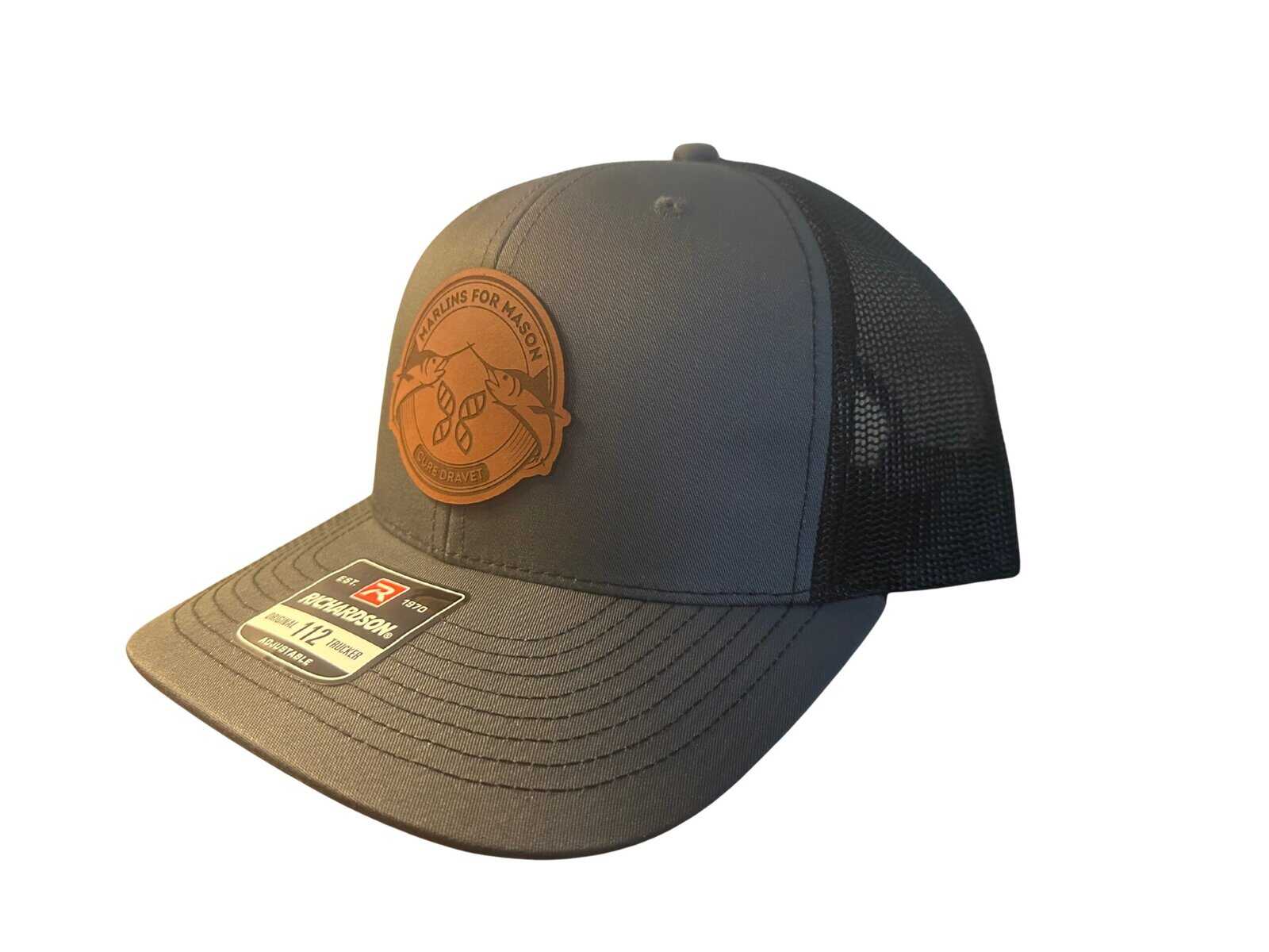 Marlins for Mason: Richardson Printed Five Panel Trucker Cap - Charcoal/Black 1 Marlins for Mason: Richardson Printed Five Panel Trucker Cap - Charcoal/Black